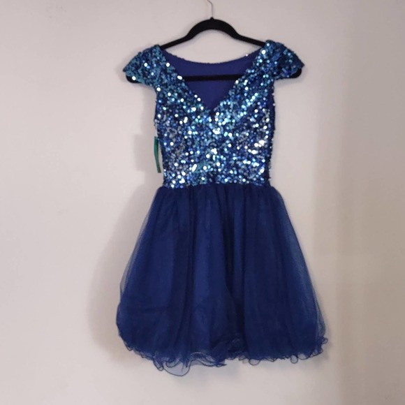 Short Tullle Sequins Homecoming Dress Sarah Bridal Navy 2 - Picture 5 of 10